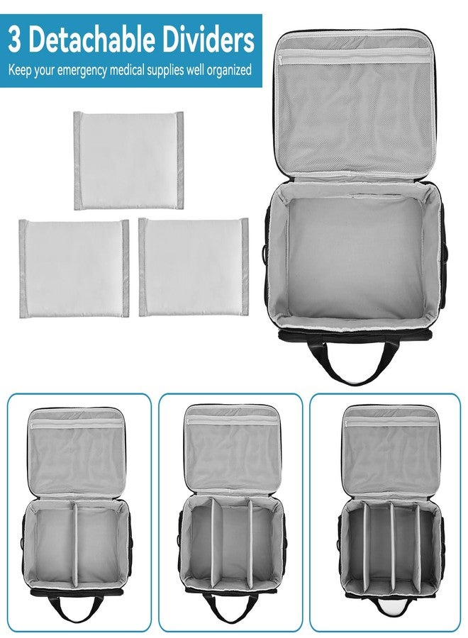 Jaffzora Medical Bag, Medical Equipment Case Empty, Large Home Health Nurse Bag with Shoulder Strap, Medication First Aid Organizer for Therapist, Doctors, Nursing Students (Black) - Image 2